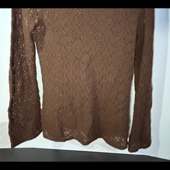 Magaschoni Long Sleeve Open Knit Cashmere Sweater Brown Size L - Picture 3 of 12